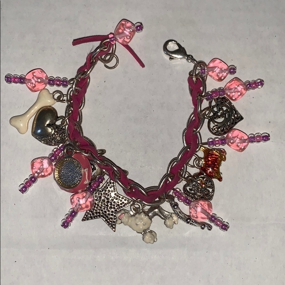 Pink Poodle Charm Bracelet Chunky Princess